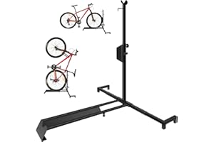 HAMMRIT Bike Stand Vertical Bike Stand,Upright Bike Rack,Indoor Bike Stand for Vertical and Horizontal Bike Storage,Upright Bike Stand for Floor,Standing Bike Rack,Vertical Bike Mount with Adjustable Height for Garage Floor,Suit for MTB,Hybrid and Road Bike