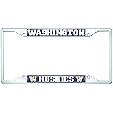 FANMATS 43514 University of Washington Huskies License Plate Frame - White – Easy Installation on Truck, SUV, Car - Ideal Gift for Die Hard NCAA Fan