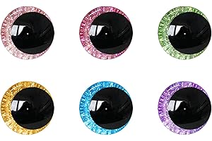 MUCUNNIA 120pcs 20mm 3D Glitter Safety Eyes for Crocheting with Washers Moon Crochet Amigurumi Eyes for Crochet Animals Craft Eyes Doll Eyes Stuffed Crochet Eyes for Crafts Gift for Crochet Lovers