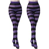 MANZI 2 Pairs Christmas Halloween Striped Tights Full Length Tights Thigh High Stocking Costume Accessory for Women Girls
