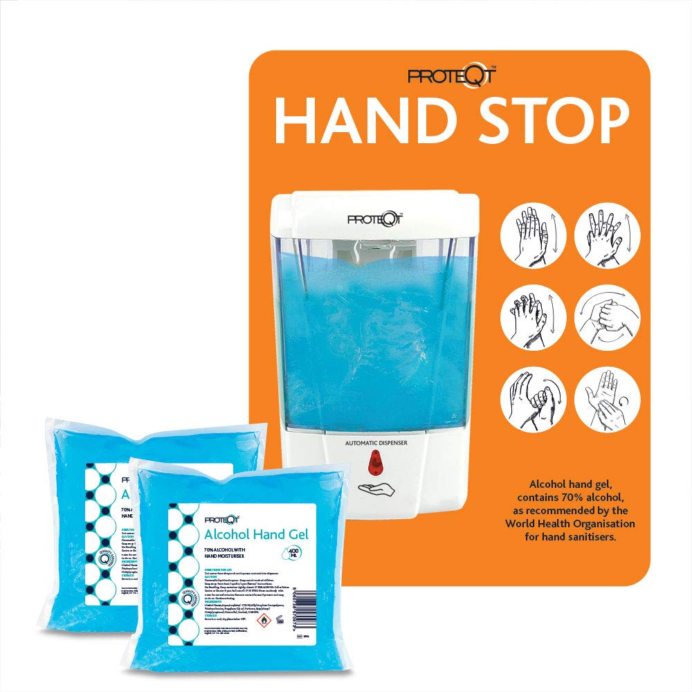 Reliance Medical Auto Hand Sanitiser Gel Station 700ml - Wall Mounted Automatic Liquid Pump Dispenser - 2 x Refill Pouch - 1 x Back Plate - Instructions Included