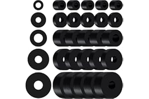 REDANHA 30 PCS Rubber Spacer 5 Sizes Black Non-Slip Thick Grommets Vibration Isolation Round Rubber Flat Washers Spacers Washers for Home and Car Accessories