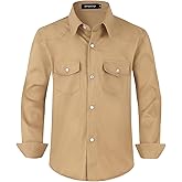 Spring&Gege Boys' Long Sleeve Western Cowboys Pearl Snap Button Down Shirts (5-14 Years)