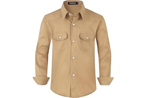 Spring&Gege Boys' Long Sleeve Western Cowboys Pearl Snap Button Down Shirts (5-14 Years)