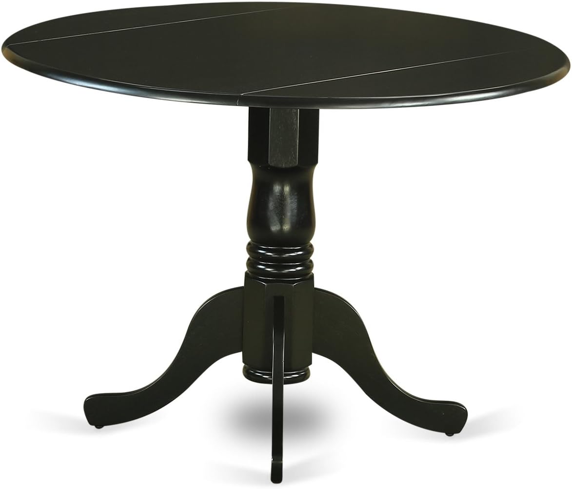 East West Furniture Dublin Table-Black Table Top Surface and Black Finish Pedestal Legs Hardwood Frame Dining Room Table: Furniture & Decor