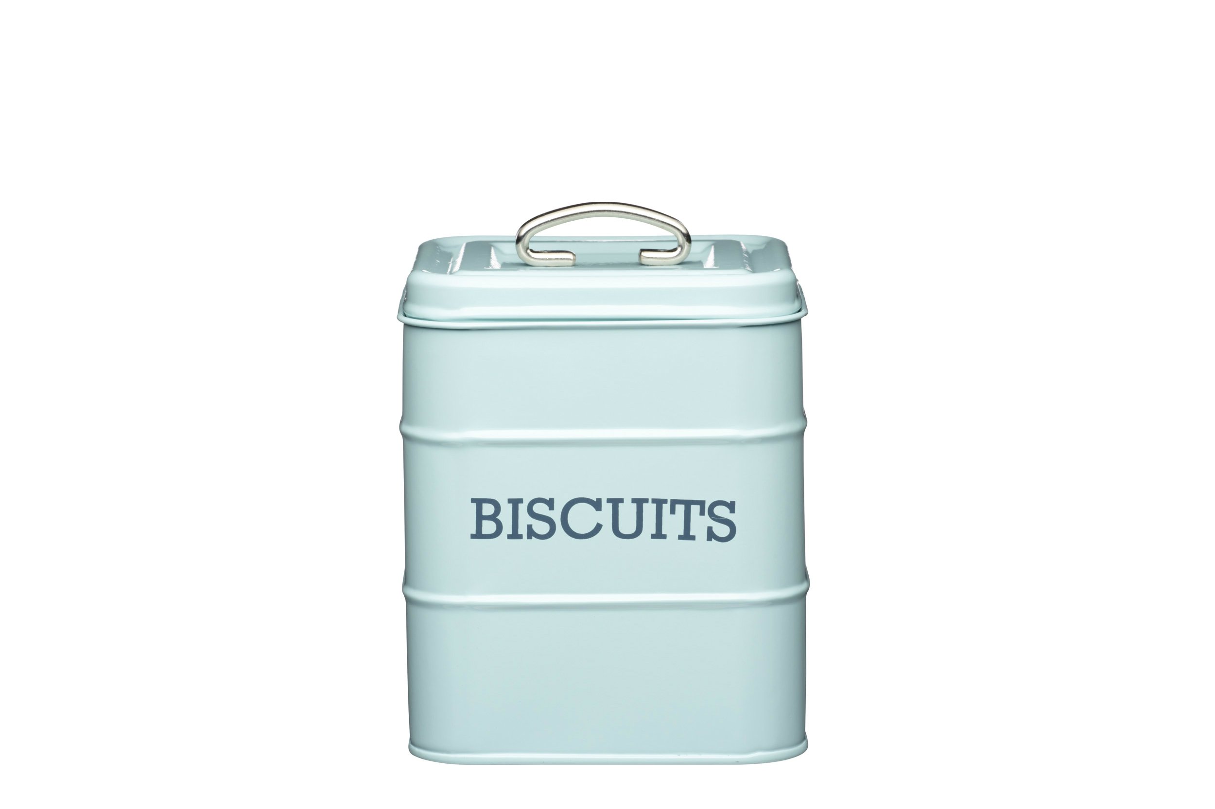 KitchenCraft Living Nostalgia Airtight Metal Biscuit Tin, Biscuit Barrel/Storage Container, 14.5 x 19 cm - Vintage Blue