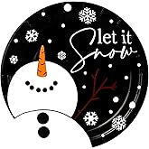 AimFun Christmas Party Plates Let It Snow Disposable Paper Plates Snowman Snowflakes Dinner Desser Plates Xmas Holiday Festive Tableware for Winter Christmas Birthday Party Supplie (24, 7Inch)
