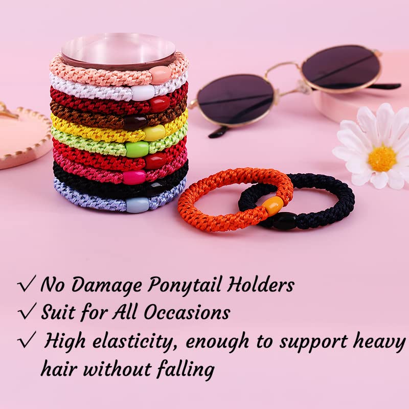 J.CARP 8Pcs Mixed color Hair Ties for Women Girls, Elastics Hair Bands Ponytail Holders, No Damage No Crease Hair Elastics, Perfect for Girls and Women with Thick or Curly Hair, Style 5