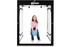 KONSEEN Professional Large Photo Light Box Photography Studio 47"x32"x63" LED Dimmable Shooting Tent Continuous Lighting Cube Softbox for Portrait Clothing Photography with 3 Color Backdrops