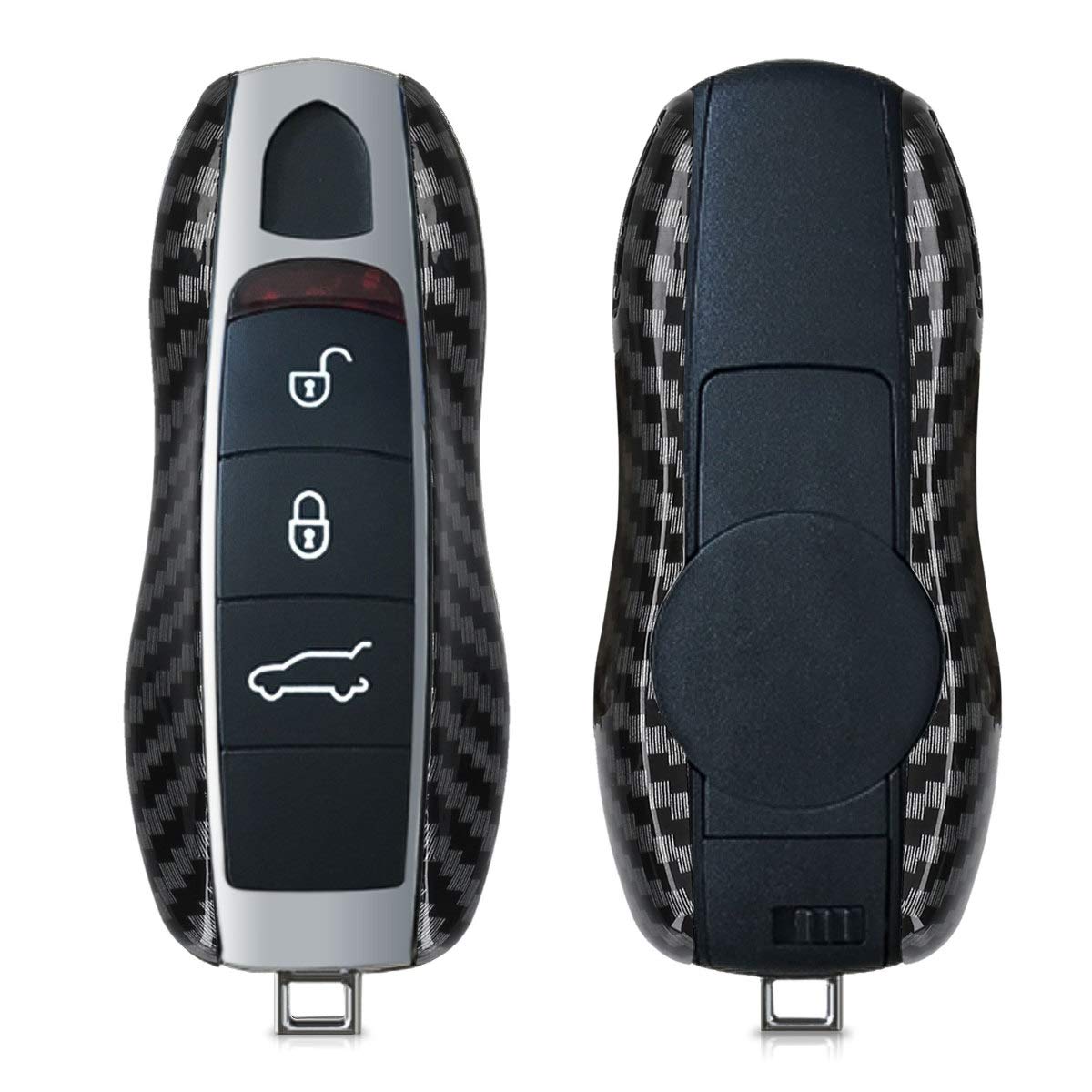 kwmobile Car Key Cover Compatible with Porsche 3 Button Car Key (only Keyless) - Hard Case - Carbon Black