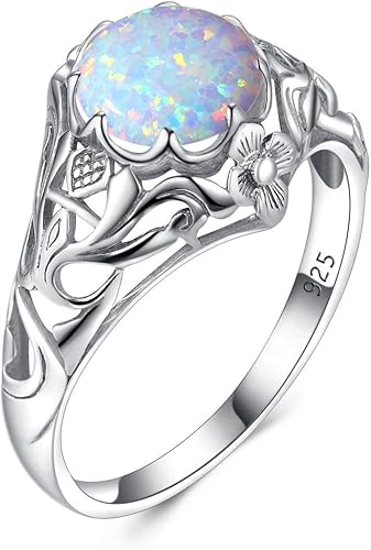 SZJINAO Anillo de ópalo Anillos de ópalo para Mujer Anillos ...