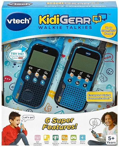 VTech KidiGear Walkie Talkies for Kids Blue 65ft Long Distance Secure Digital