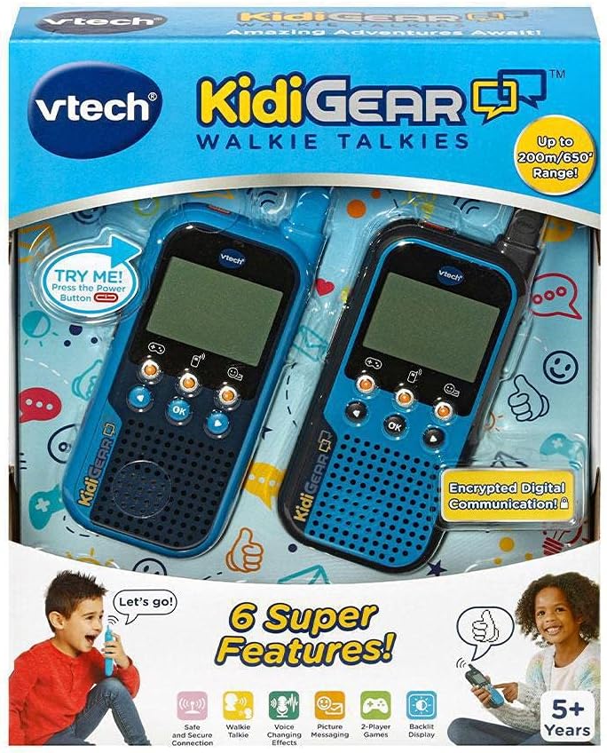 VTech KidiGear Walkie Talkies for Kids Blue 65ft Long Distance Secure Digital