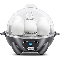 Elite Gourmet EGC710DKG Rapid Egg Cooker, 7 Easy-To-Peel, Hard, Medium, Soft Boiled Eggs, Poacher, Omelet Maker, Auto Shut-Of