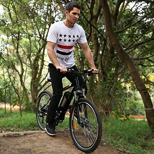 Anbeaut New Electric Bike with Lithium Battery Electric Mountain Bicycle with Shimano 26 Speeds Fat Tire Suspension Fork