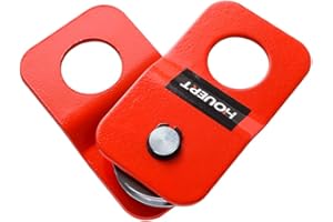 HOUERT Heavy Duty Recovery Winch Snatch Block 4 Ton / 8,800 lb. Capacity, Pulley System for Synthetic Rope or Steel Cable, Off-Road Recovery Accessory (Red)