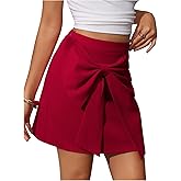 SweatyRocks Women's Bow Front Mini Skirts High Waist Wrap A Line Asymmetrical Short Skirt