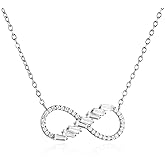 HZMAN Sparkling Crystal Infinity Symbol Necklace for Women Stainless Steel Gold Silver Pendant Holiday Gif
