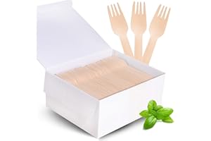 Disposable Wooden Forks for Eating - 300Pcs Natural Wooden Forks Disposable, Biodegradable and Compostable Wooden Cutlery for