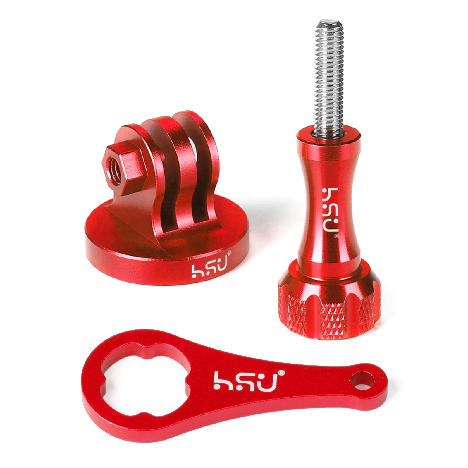 HSU Aluminum Tripod Mount Adapter for GoPro, Hero 13/12/11/10/9/8/7/6/5/4/3 Action Camera Monopod Mount with Thumbscrew (Red)