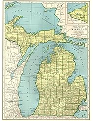 From Amazon.com. Click for details:
 Home: 1943 Antique Michigan Map Original Vintage Map of Michigan Not a Reprint Home Decor Gallery Wall Art Birthday Wedding Gift #1349 - Plaindealing Home: 1943 Antique Michigan Map Original Vintage Map of Michigan Not a Reprint Home Decor Gallery Wall Art Birthday Wedding Gift #1349 - Plaindealing