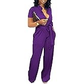 Yiershu Formal Jumpsuit for Women Dressy Elegant Long Straight Pants Jumpsuits for Party Club with Button Down