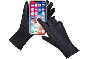 Women's Winter Leather Gloves Nappa Lambskin Touch Screen Gloves Warm Cashmere Lined