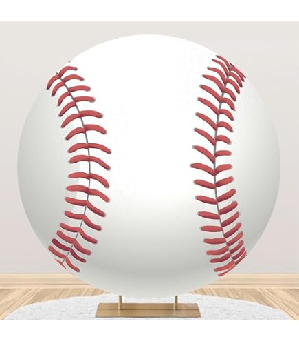 Laeacco Baseball 1. Geburtstag Runder Hintergrund 2 M – 'Batter Up Our Little Rookie' Für Baby-Party-Deko
