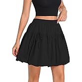 Urban CoCo Women's Elastic Waist Y2K Bubble Mini Skirt Puff Hem Balloon Short Skirts