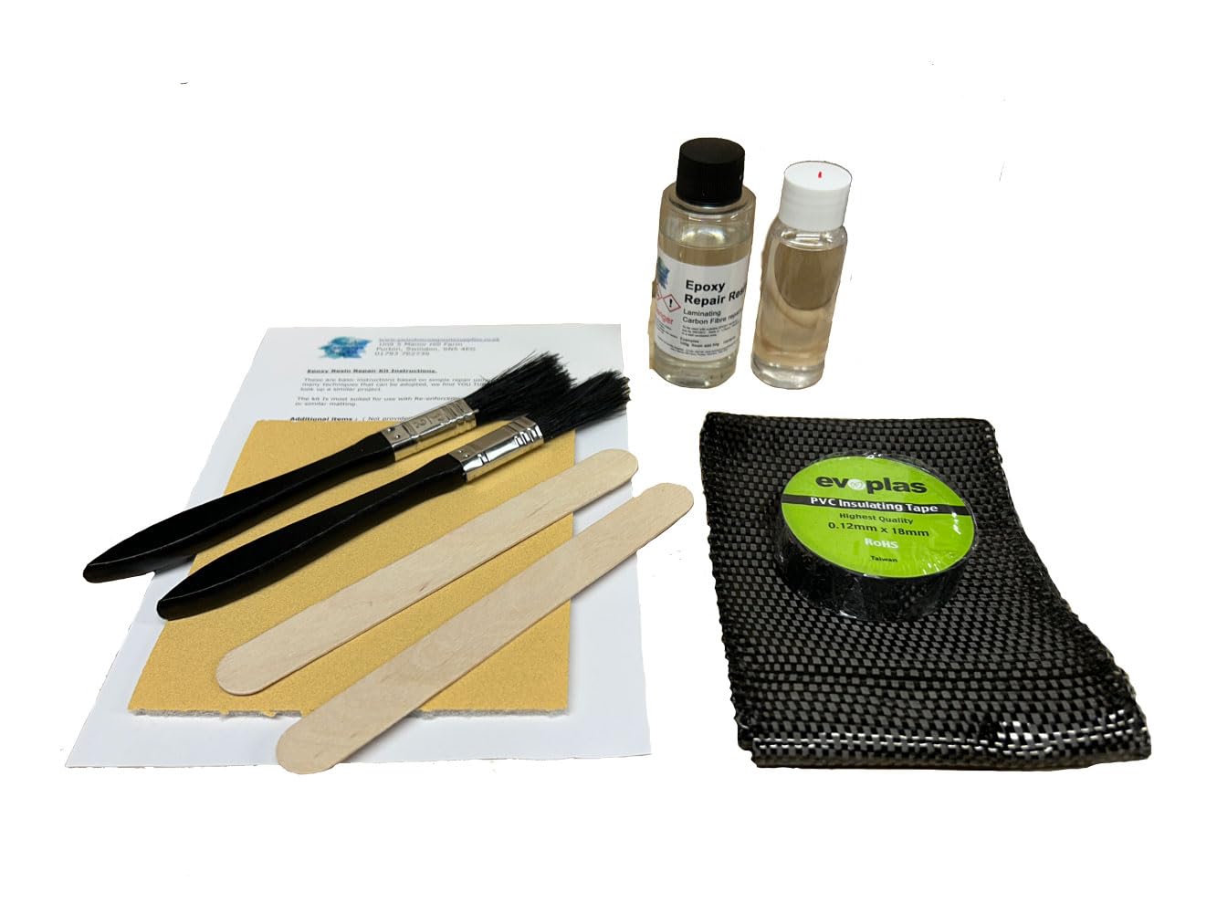 Swindon Composite Supplies - Carbon Fibre Repair Kit - Carbon Cloth Tape & Epoxy Resin - Upgraded MK1