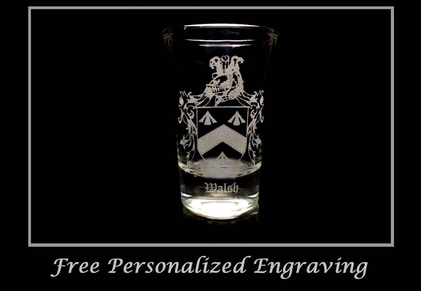 Everyday Low Prices Walsh Irish Family Coat Of Arms Shot Glass 2oz Free Personalized Engraving Celtic Decor Irish Glass Free Shipping Allstarlogistica Com