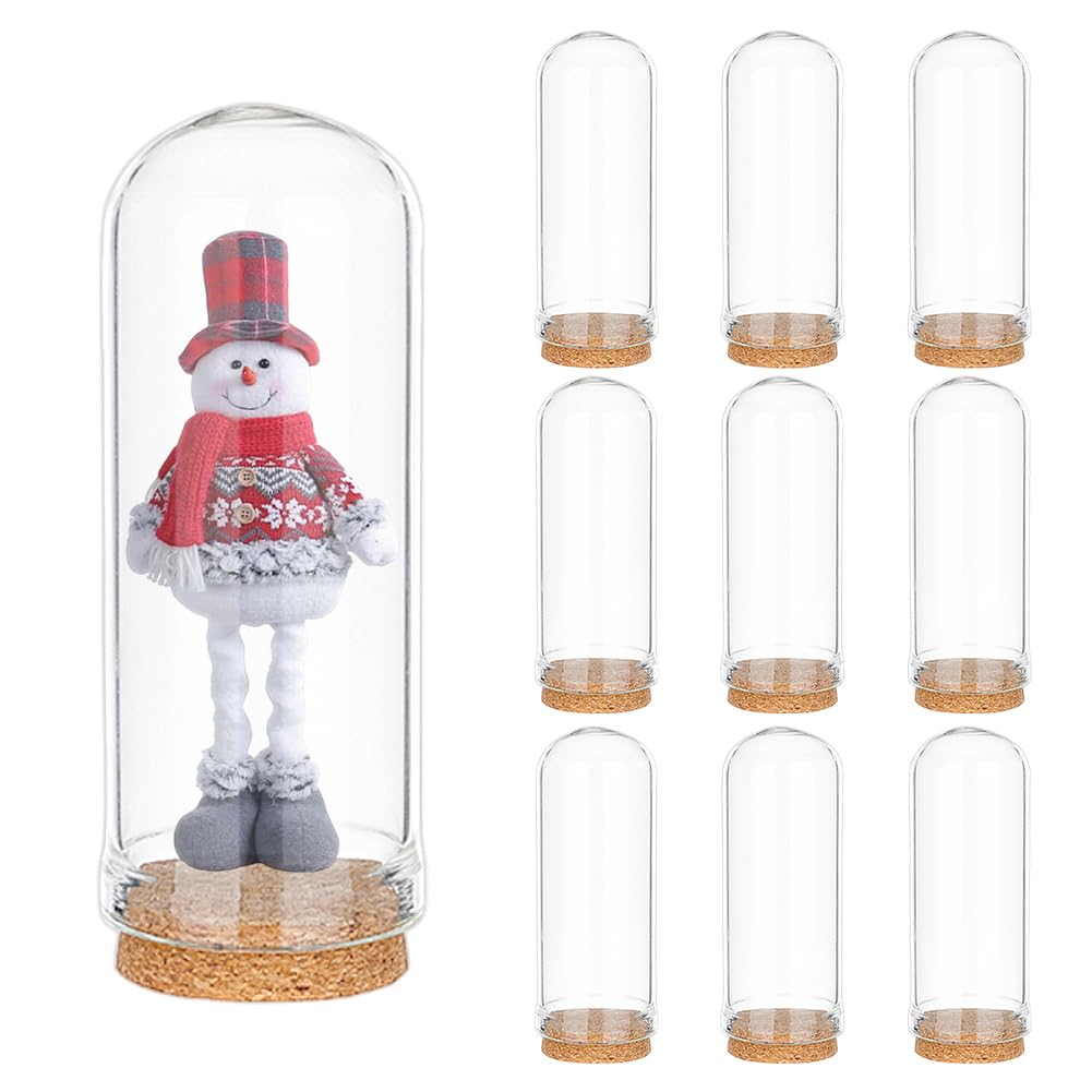 PH PandaHall 10pcs Glass Display Dome Cloche, Display Bottles Bell Jar Display Dome with Cork Base Glass Bottles for Wedding Party Favors Arts DIY Crafts Christmas Decorations, 2.8x7.1cm/1.1x2.79inch