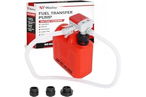 Automatic Fuel Transfer Pump with Auto-Stop Sensor(2.4GPM), Portable Battery Powered Gas Pump with Flexible Hose and 3 Adapte