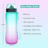 OLDLEY 750ml Water Bottle with Straw, BPA Free Tritan, Leakproof, Time Markers, view 3