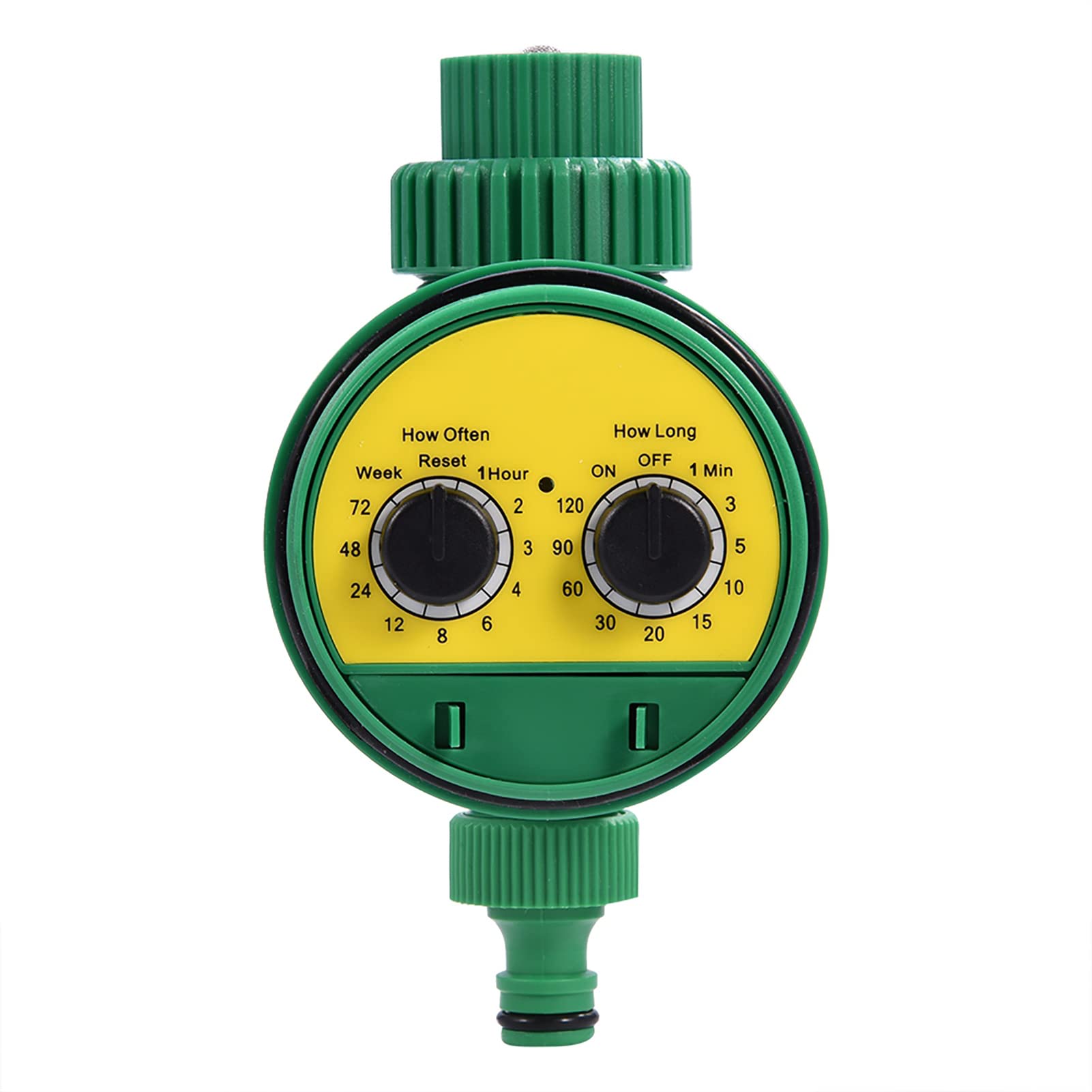 Digital Water Timer for Garden Irrigation, Automatic Programmable Sprinkler Controller, 16 Daily Programs, Green ABS, 85x108mm