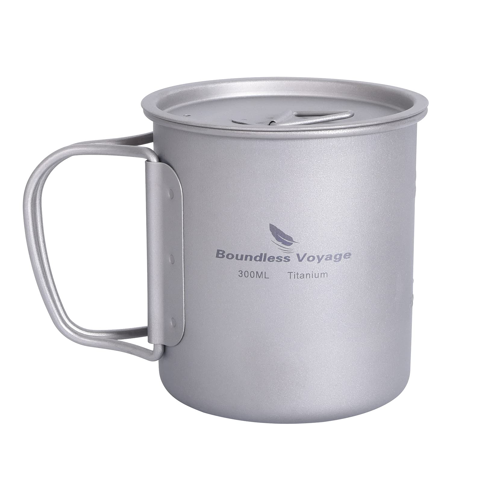 Boundless Voyage Outdoor 750ml 800ml 1100ml 1300ml Titanium Pot with Lid Folding Bail Handle Camping Hiking Picnic Ultralight Portable Water Bottle Cup Mug Spork Set (300ml)