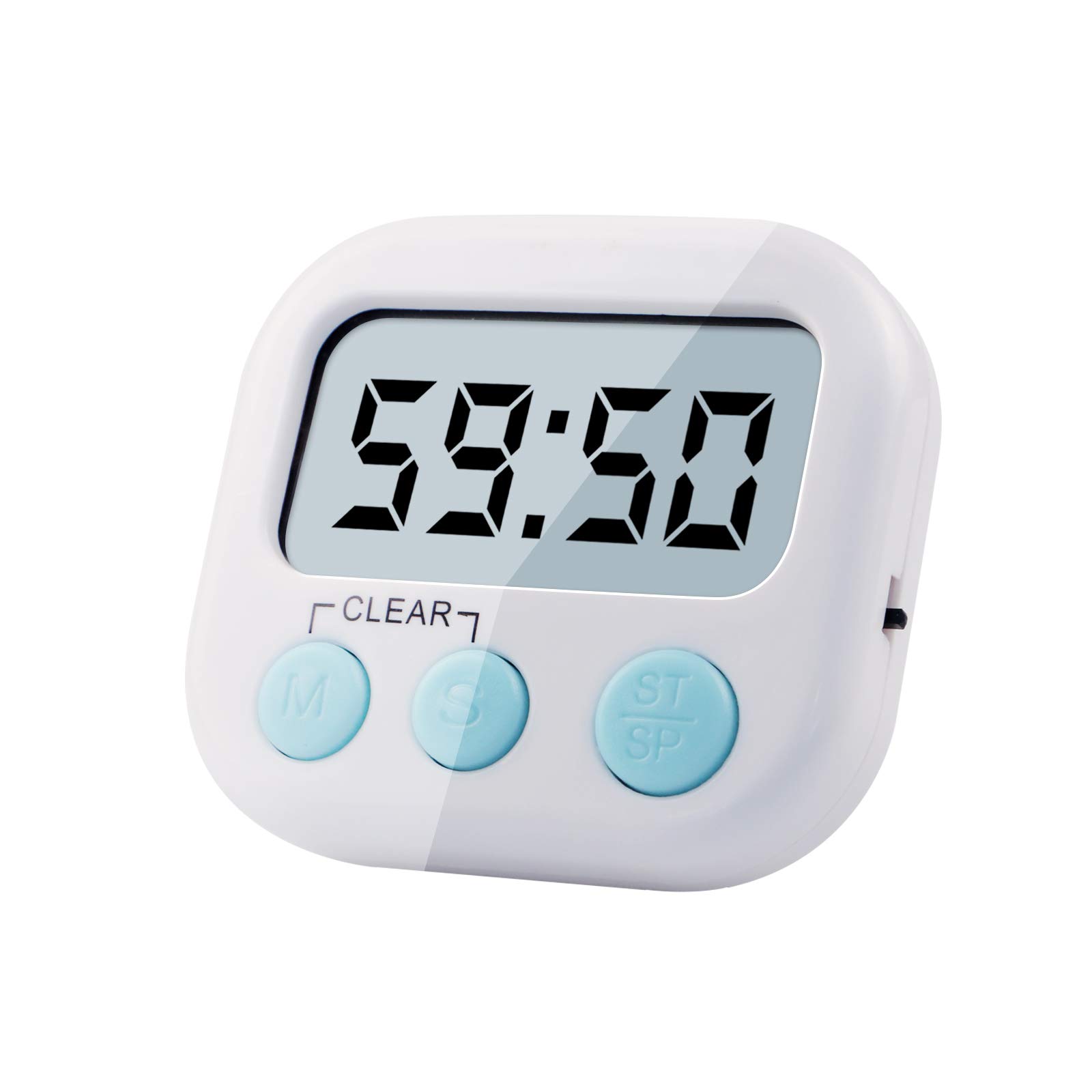 Upgrade Kitchen Timer[2021 Version], Digital Kitchen Timers,Magnetic Countdown Timer with Big Digits,Loud Alarm, Back Stand for Cooking, Classroom, Teachers, Kids (1AAA Battery Included,Senior White)