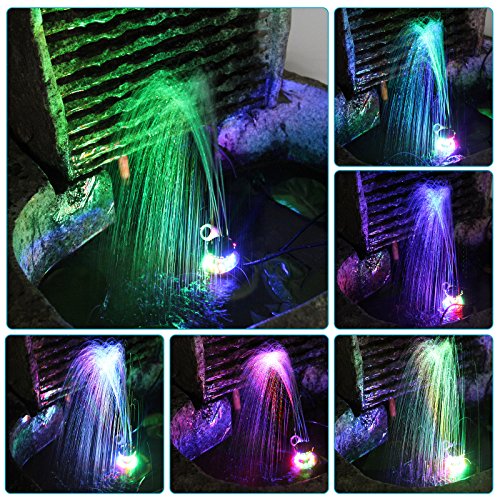OTTFF 1.5cm/0.59" Inside Diameter - 12 LEDs Fountain Ring Lights Auto Colored Changing Submersible Water Pump Lighting for Garden Fish Aquarium with 4.7+4.5ft Overlength Cable (2)