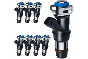 SeyPon Upgraded 4 Holes Gas Fuel Injectors Fit For GMC: Yukon (XL)/Sierra, 1500 2500 3500, For Chevy: Tahoe/Express/Suburban/Silverado, For Cadi Escalade, V8 4.8L/5.3L/6.0L 2000-2006# 17113553(8 Pcs)