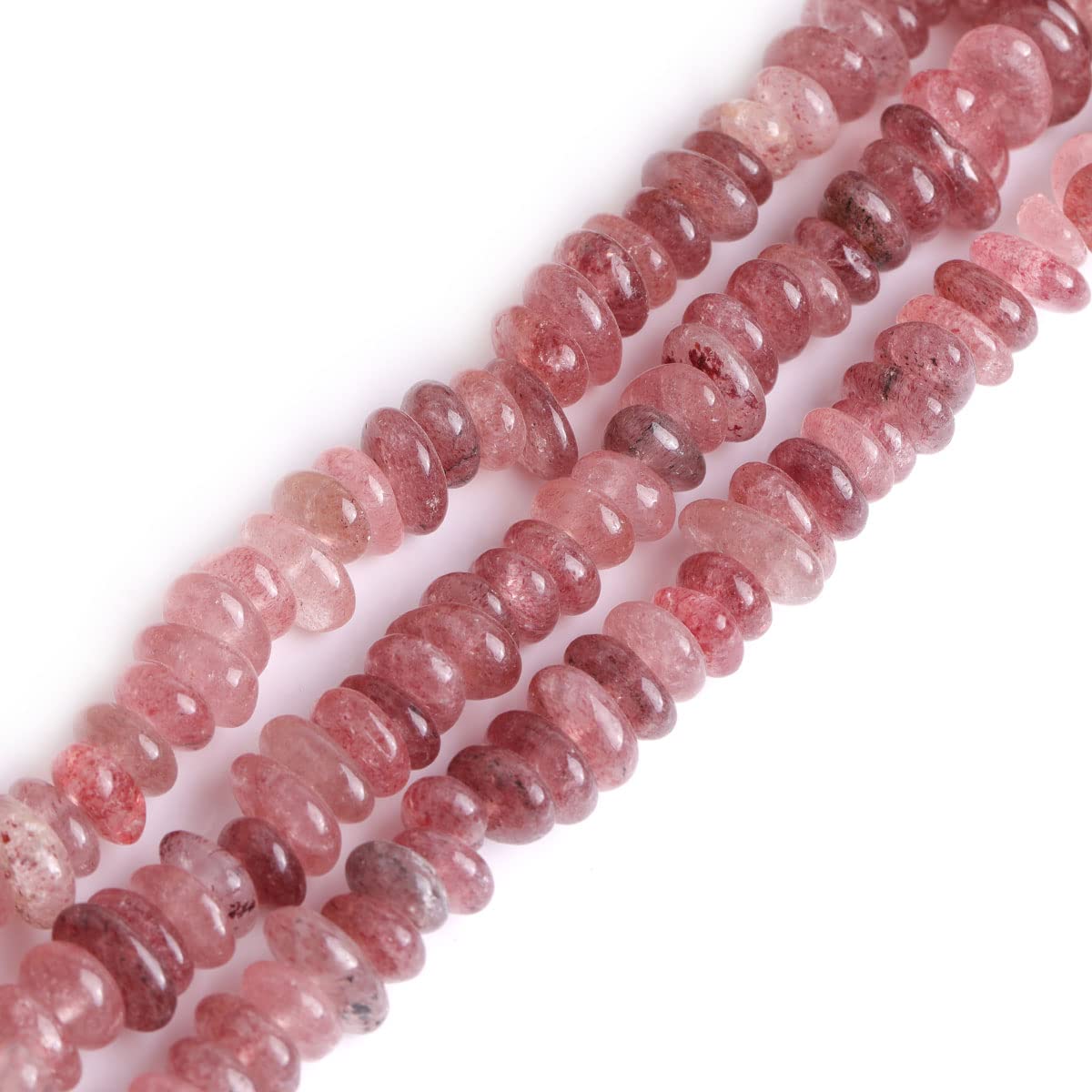 Sweet & Happy Girl's Store 3-5X10-12mm Freeform Potato Shape Gemstone Strawberry Quartz Beads Strand 15 Inch Jewellery Making Beads