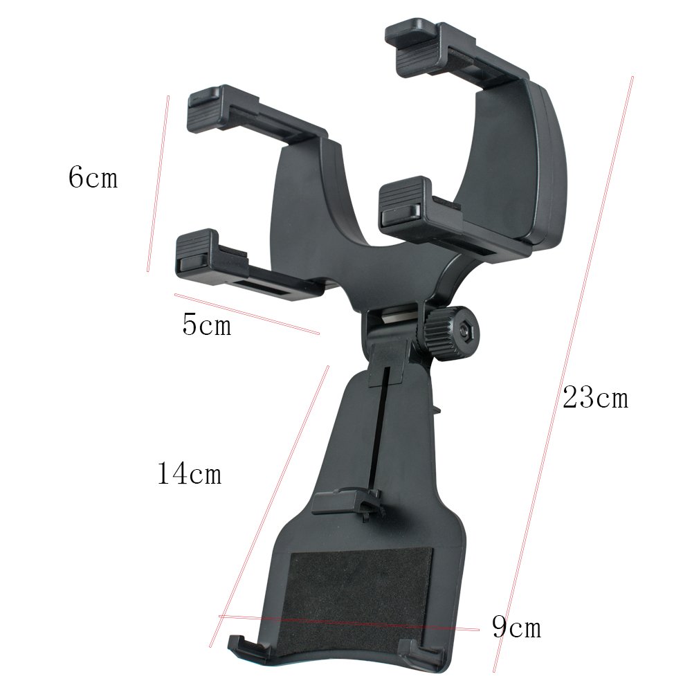 Car Phone Holder, ixaer Rearview Mirror Mount Stand Holder with One-Touch Design Dashboard for iPhone 7/7Plus/6s/6Plus/5S, Galaxy S5/S6/S7/S8, Google Nexus, LG, Huawei and More ( Black )