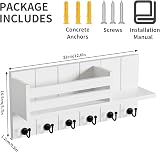 SWTYMIKI Key Holder Wall Mounted with Shelf Mail Organizer 6 Hooks view 2