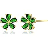 925 Sterling Silver post Crystal Flower Stud Earrings for Women Hypoallergenic 14K Gold Plated Small Cute Blossom Jewelry Dainty Gifts for Women