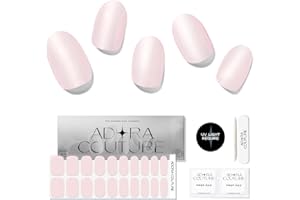 Adora Couture Semi Cured Gel Nail Strips with 20 Pieces, Salon Quality Nail Wraps for Women, Pink Donut UV Gel Nail Stickers, UV Light Required, Blush Glaze