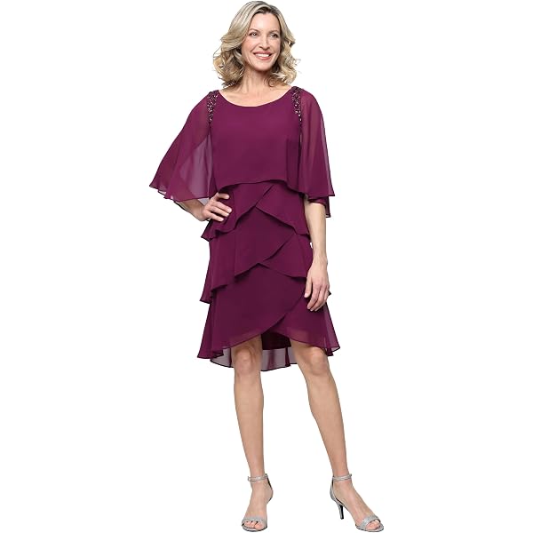 metallic-trim capelet sheath dress SL Fashions Metallic-Trim Capelet Sheath Dress