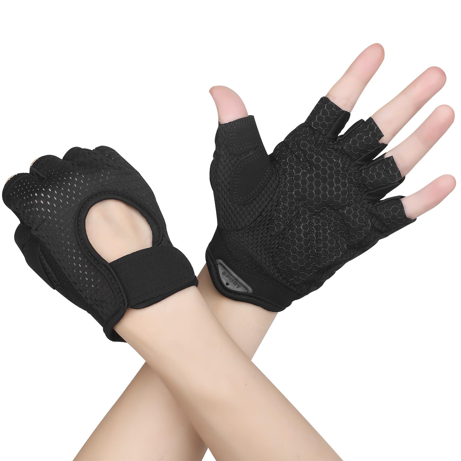 Yasdyri Gym Gloves for Men and Women Breathable Training Gloves with Microfiber Fabric 2 pack No Slip Silicone Padded with Fitness Gloves for Weightlifting, Training, Pull ups, Cycling (black, L)