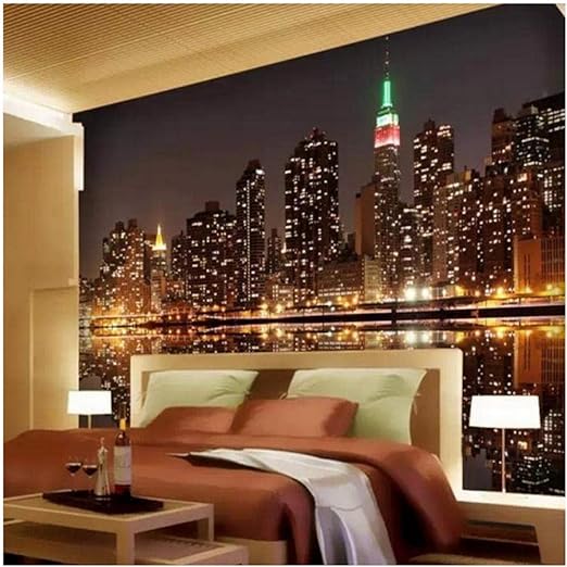 Amazon Xbwy 壁の装飾壁画3d壁紙明るい都市ライト薄暗い夜のテレビktvバーリビングルームソファカスタマイズされた大壁画 400x280cm 壁紙