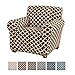 Home Fashion Designs Printed Twill Arm Chair Slipcover. One Piece Stretch Chair Cover. Strapless Arm Chair Cover for Living Room. Brenna Collection Slipcover. (Chair, Chocolate)