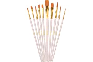 Mr. Pen- Artist Paint Brushes for Acrylic Painting, 10 pcs, Beige Ergonomic Wooden Handle, Synthetic Bristles in Different Sizes & Shapes, Watercolor Brushes