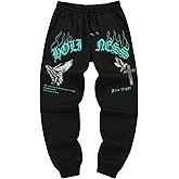 GORGLITTER Men's Y2k Graphic Sweatpants Drawstring Waist Athletic Workout Gym Jogger Track Pants Trousers Streetwear